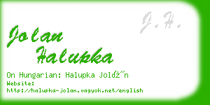 jolan halupka business card